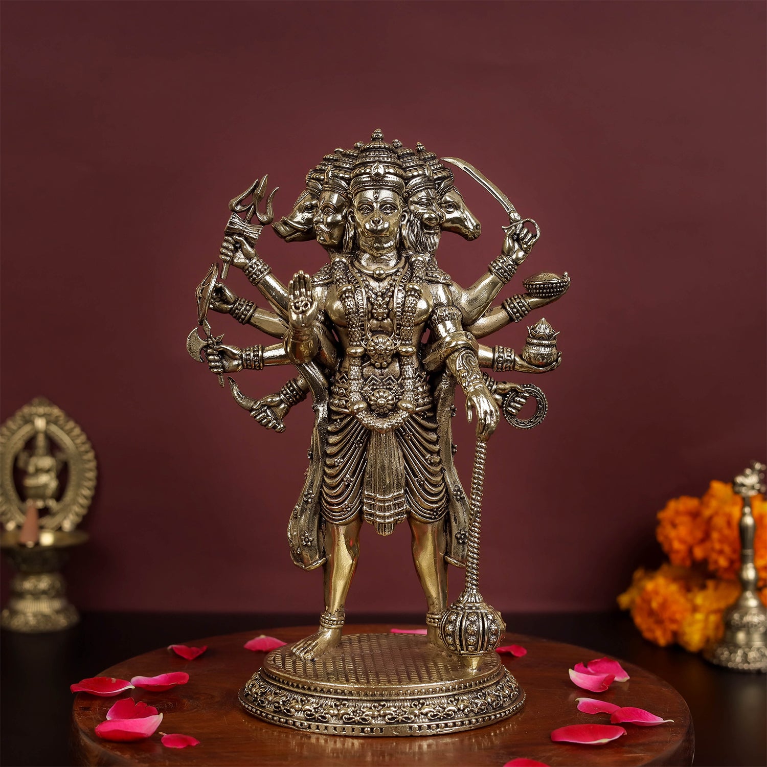 Brass Superfine Standing Panchmukhi Hanuman Idol 8 Inch StatueStudio brass-superfine-standing-panchmukhi-hanuman-idol-8-inch-statuestudio