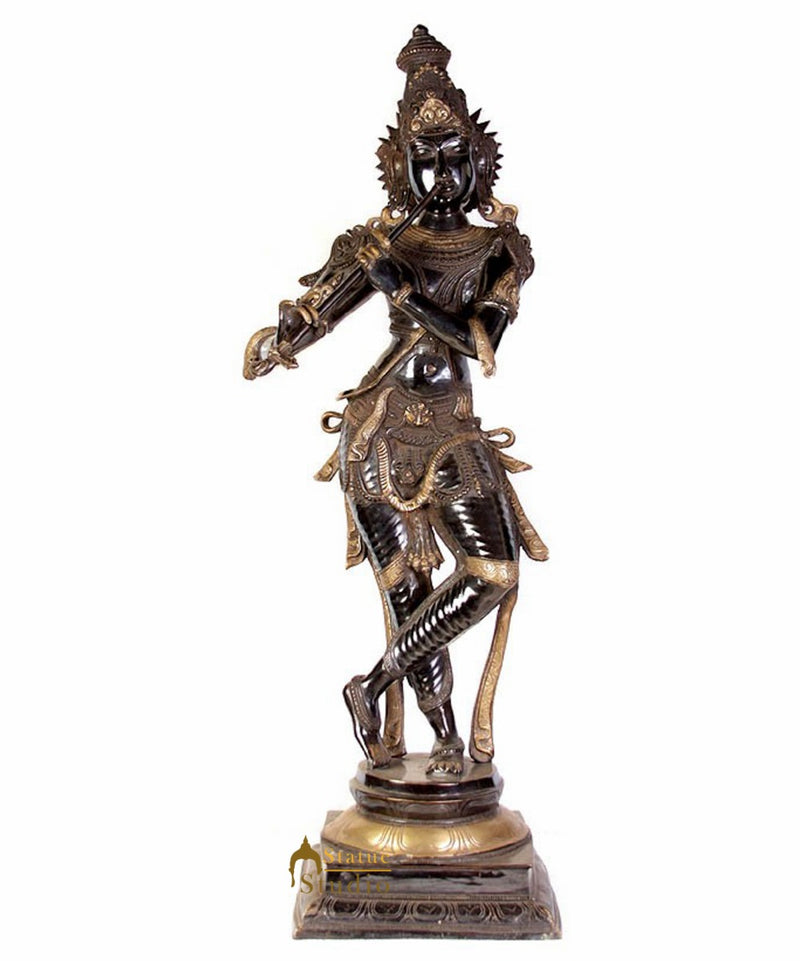 Large Size Antique Black Tribhangi Hindu God Lord Krishna Thakur Ji 34"
