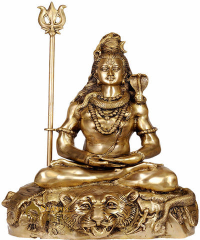 Large Size Indian Cosmic Mahadev Sitting Shiva The Destroyer 31"