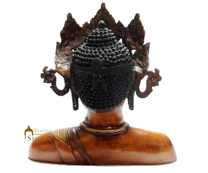 Antique old chinese hand made bronze buddha tara bust statue thai room décor 11"