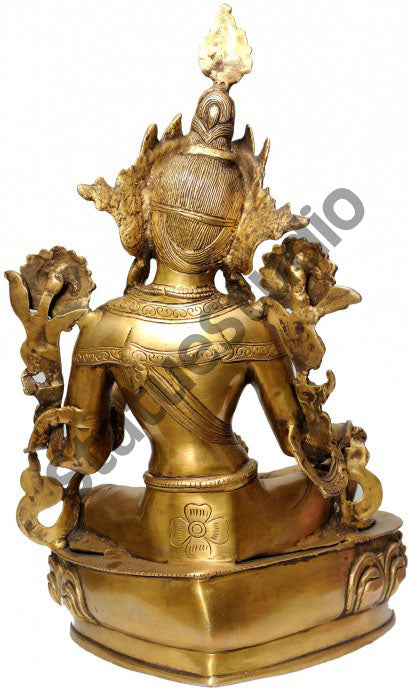 Brass Indian Made Vintage Sitting Green Tara Fengshui Vastu Home Décor 18"