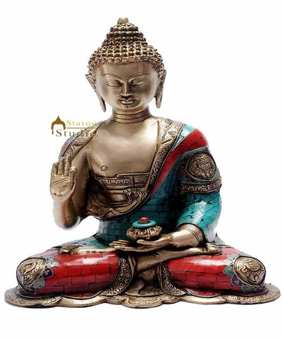 Bronze medicine buddha brass statue old chinese tibet buddhism sakaymuni 14"