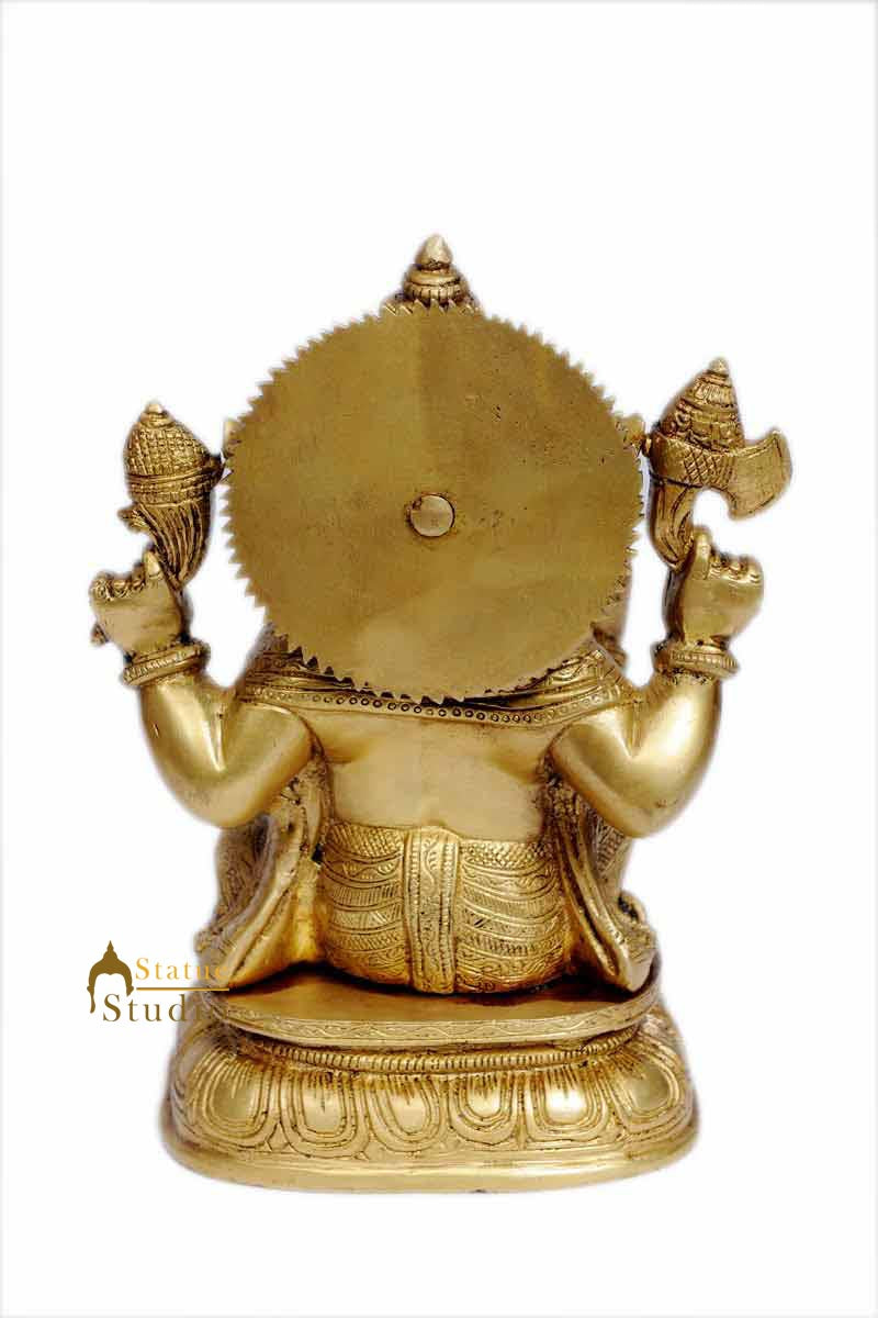 Brass ganeshji statue hindu god elephant lord murti idol religious décor 10"
