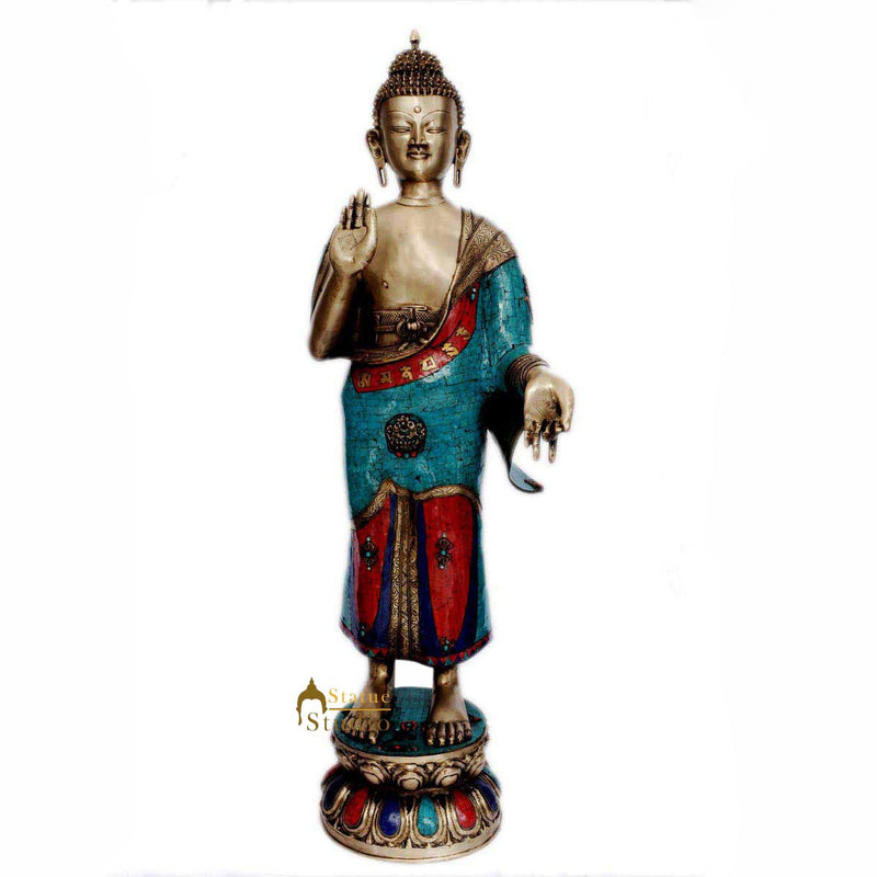 Bronze very big standing buddha old chinese thai tibet home garden décor art 51"
