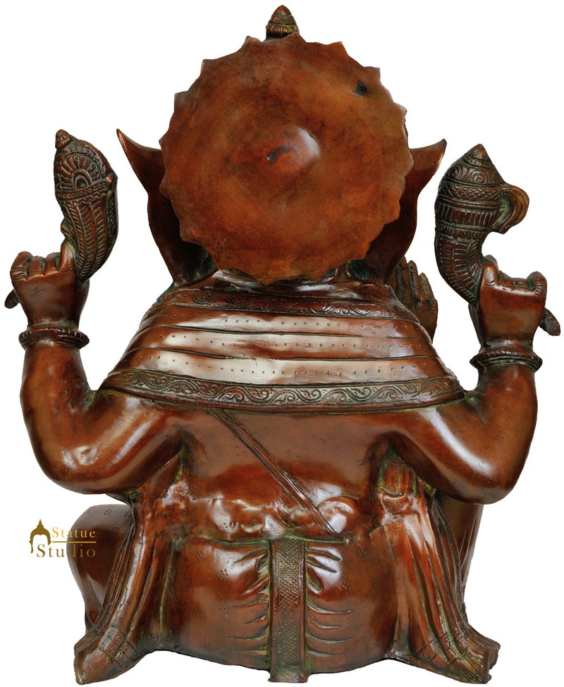Bhagwan Ganesh Sitting Without Base Statue Brass Bronze Gift Decoration 18.5"