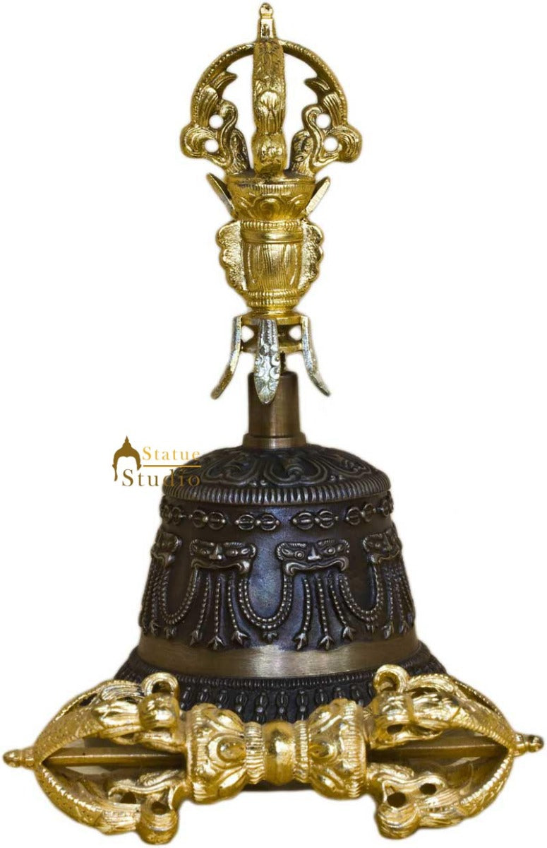 Brass Alloy metal Nepali Bell with Dorjee 7"