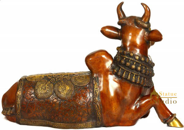 Big Brass Indian handmade Hinduism Holy Shiva Cow Nandi Large 2 Feet