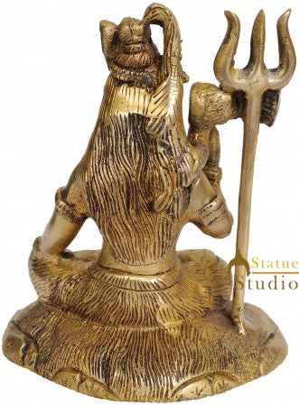 Brass Indian Handmade Hindu Deity Shankar Bhagwan Murti Shiva Idol 6"