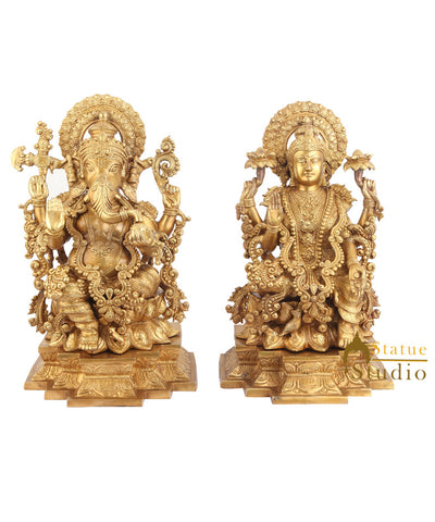 Brass Handicraft Decorative Ganesh Lakshmi Murti Vastu Diwali Gift Large 22"