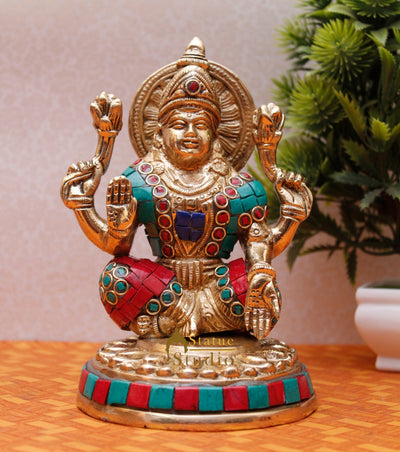 Indian Goddess Lakshmi Fine Inlay Work Idol Home Office Décor Statue 6"