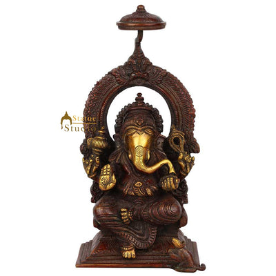 Antique Brass Handicraft Lord Ganesha Statue Ganpati Idol Gift Décor Statue 8"