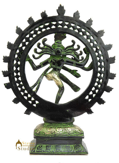 Antique Brass metal lord shiva dancing natraja statue religious craft figure 8"