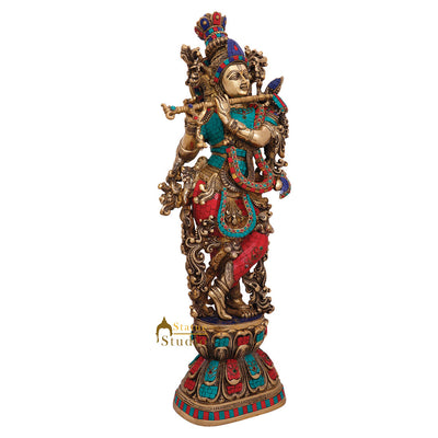 Finest Inlay Masterpiece Indian God Krishna Statue Décor Gift Idol Showpiece 29"