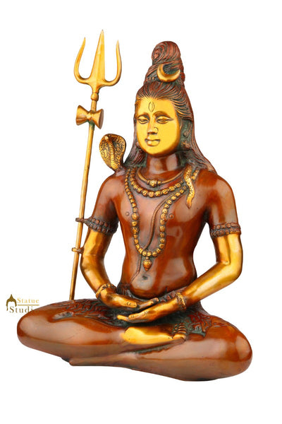 Indian Antique Hindu God Meditating Lord Shiva Shankar Statue Décor Idol 20"