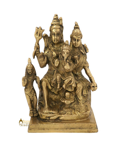 Indian Brass Hindu God Lord Shiva Parivar Family with Parvati Ganesha Kartik 6"
