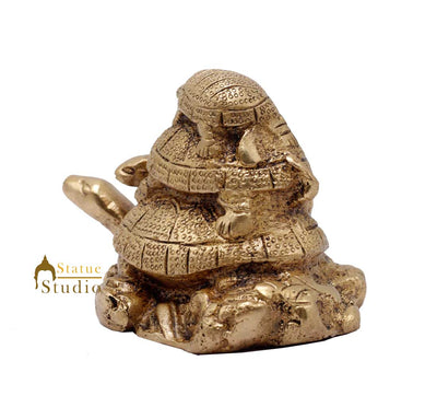Brass Lucky Fengshui Vastu Home Office Decorative Turtle Gift Showpiece 3"