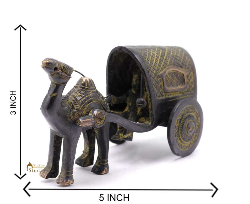 Brass Antique Finish Camel Cart Replica statue show pieces for Home Décor items for Living Room