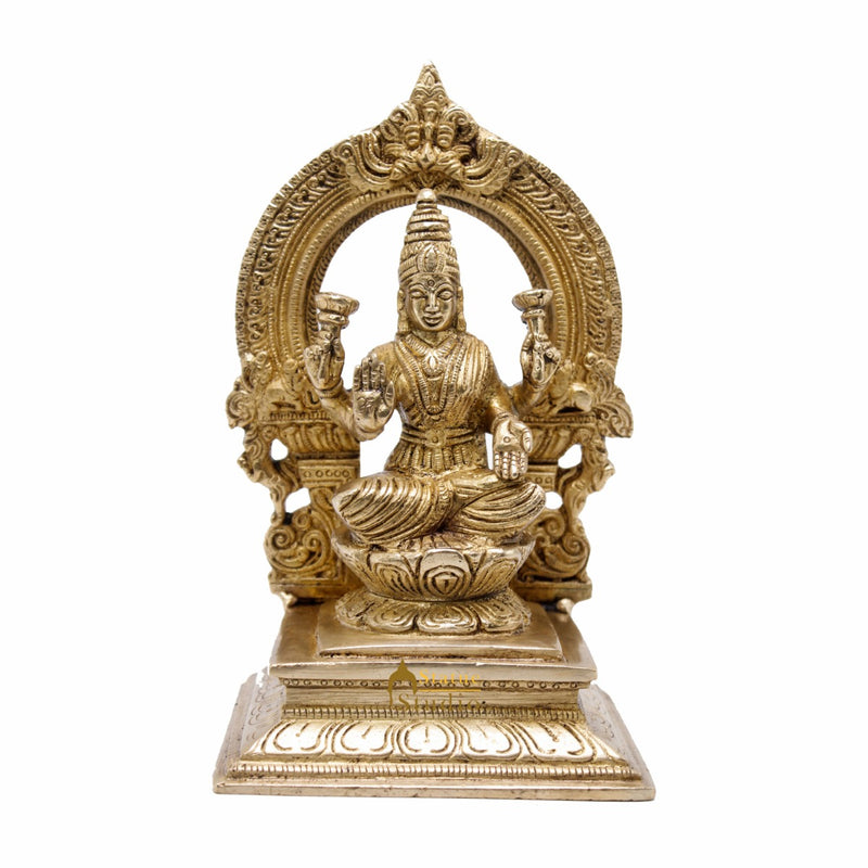 Brass Lakshmi Idol Laxmi Statue For Religious Home Office Décor Lucky Gift 7"