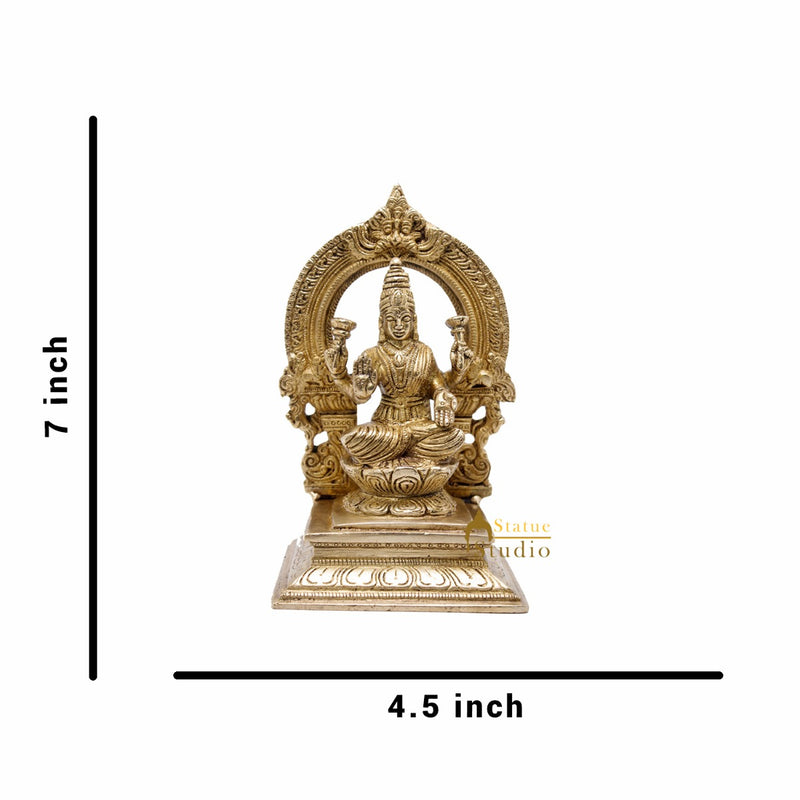 Brass Lakshmi Idol Laxmi Statue For Religious Home Office Décor Lucky Gift 7"