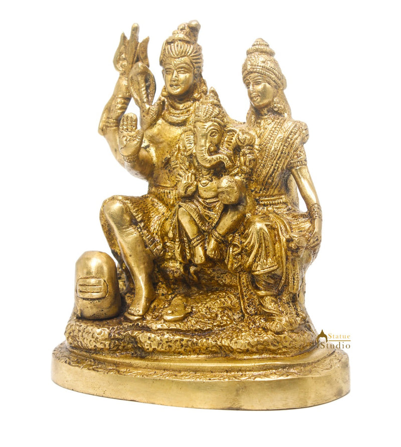 Brass Shiva Parivar Family Idol For Home Office Temple Décor Statue 6"