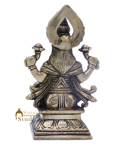 Brass Lucky Lakshmi Idol Laxmi Statue For Home Temple Pooja Room Décor 5.5"