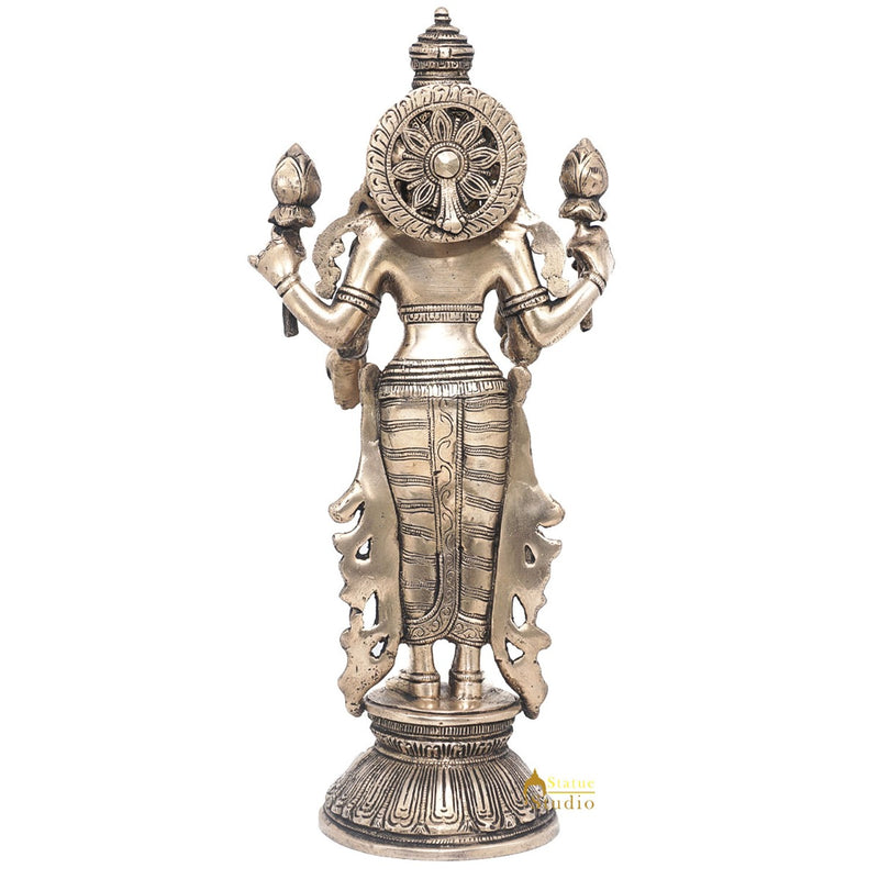 Brass Antique Goddess Lakshmi Large Idol For Pooja Home Temple Décor Statue 12"