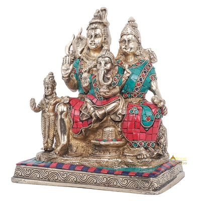Brass Shiv Parivar Shiva Family With Parvati Ganesh Karthik Idol Home Pooja Décor Statue
