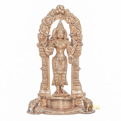 Brass Goddess Lakshmi Idol Laxmi Statue For Home Office Puja Room Décor 9"
