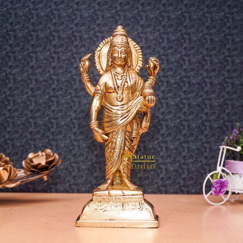 Brass Dhanvantari Idol Physician God of Ayurveda Vastu Feng Shui Statue 8"
