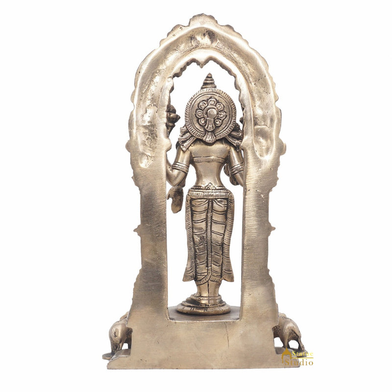 Brass Antique Lakshmi Idol Goddess Of Wealth Lucky Home Décor Statue 9"