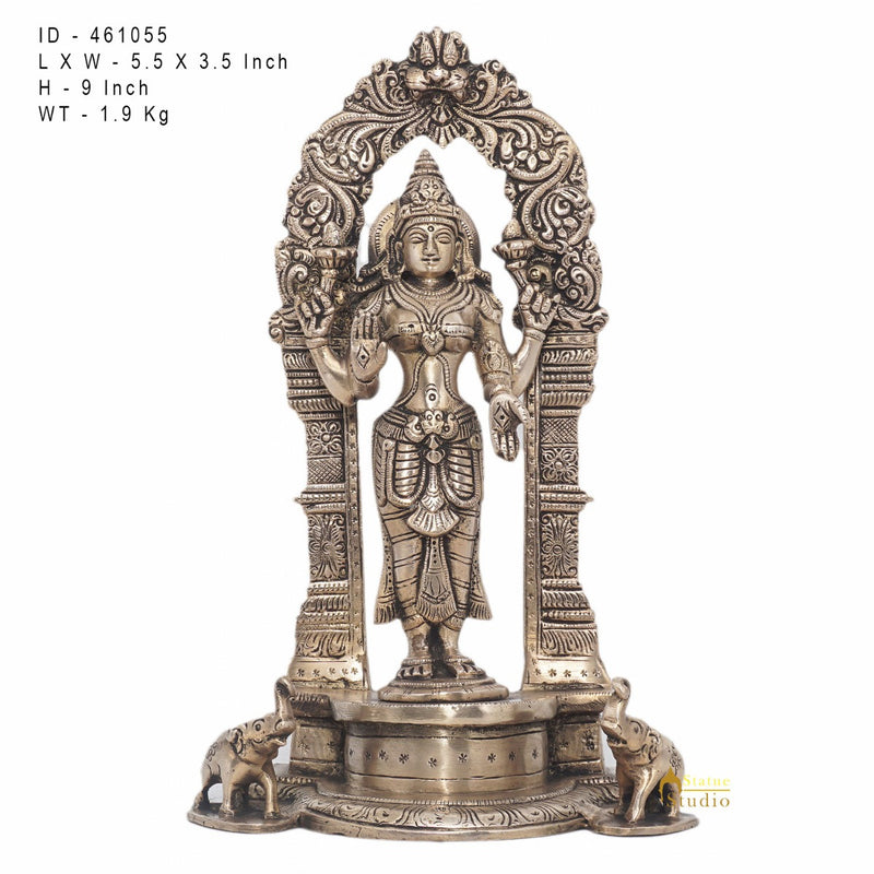 Brass Antique Lakshmi Idol Goddess Of Wealth Lucky Home Décor Statue 9"