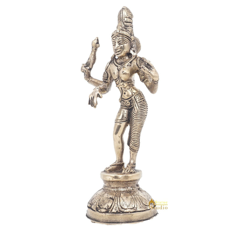 Brass Antique Shiva Ardhnareshvara Idol Rare Home Décor Lucky Statue 8"