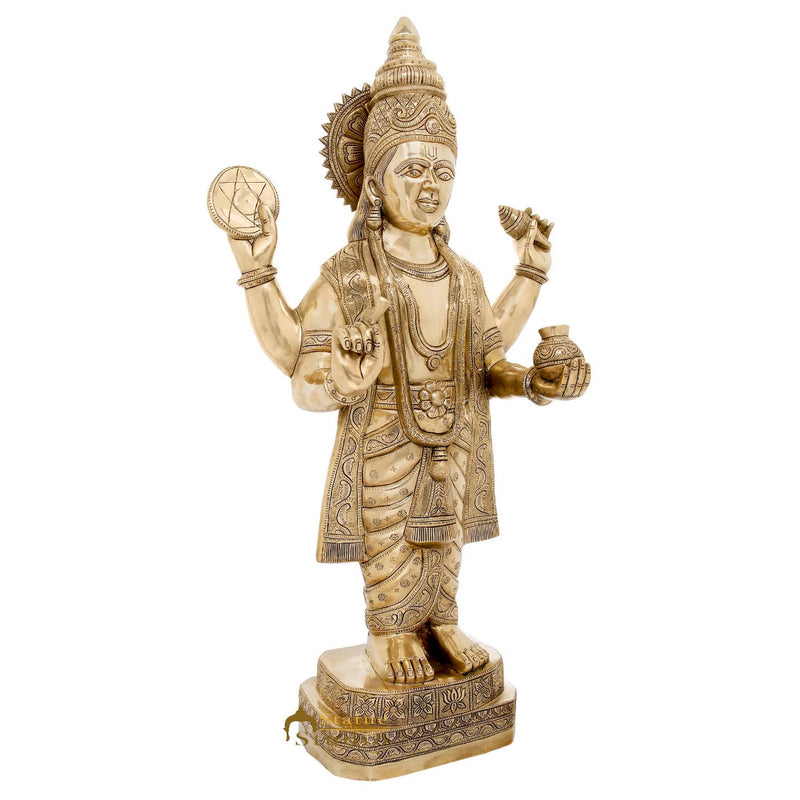 Brass Rare Dhanvantari Idol Physician Of Gods Religious Large Size Statue 34"