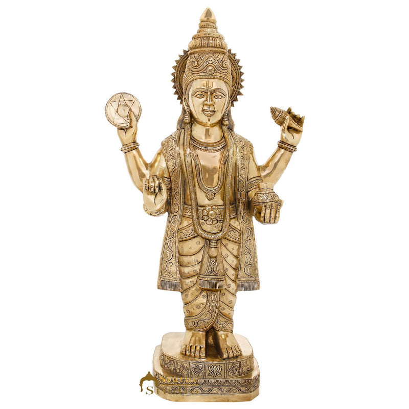 Brass Rare Dhanvantari Idol Physician Of Gods Religious Large Size Statue 34"