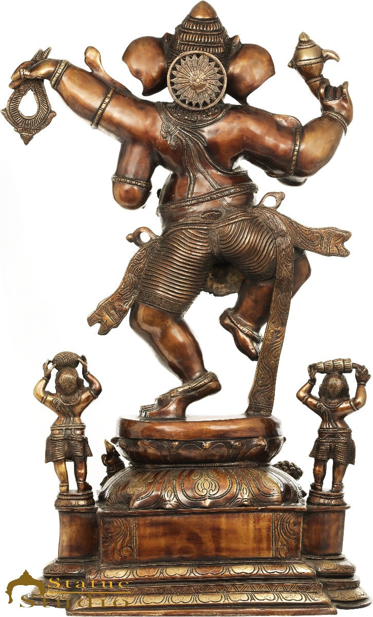Brass Large Dancing Ganesha Idol Ganpati Statue Home Office Décor 3.5 Feet
