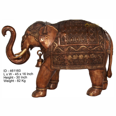 Brass Large Size Elephant Figurine For Home Garden Décor Showpiece 2.5 Feet