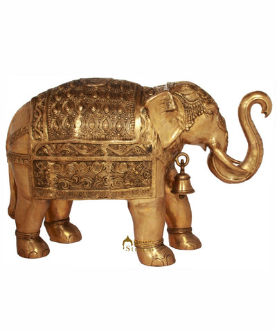 Brass Large Size Elephant Sculpture For Home Garden Décor Showpiece 2.5 Feet