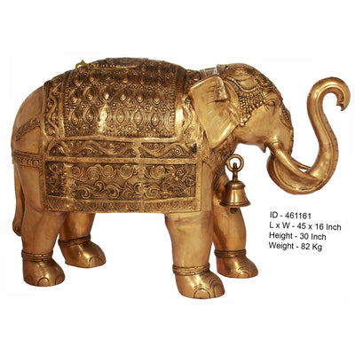 Brass Large Size Elephant Sculpture For Home Garden Décor Showpiece 2.5 Feet