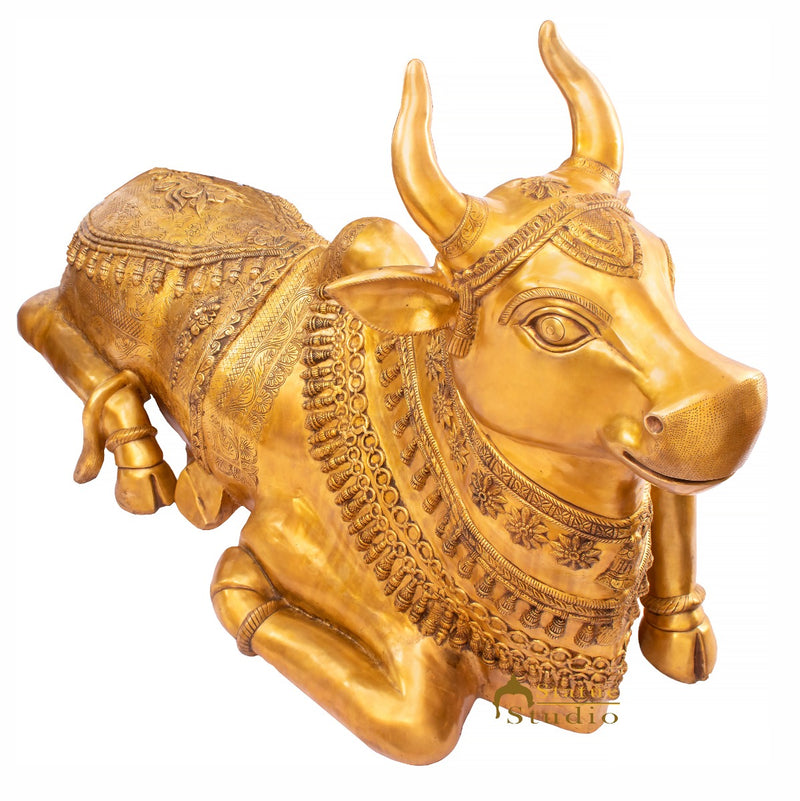 Brass Large Size Holy Cow Nandi Idol Home Temple Exclusive Décor Statue 5 Feet