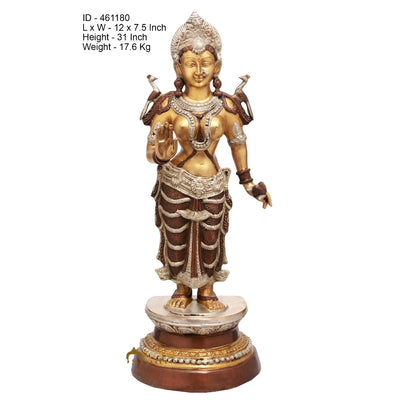 Brass Standing Lakshmi Idol Home Temple Office Décor Laxmi Statue 2.5 Feet