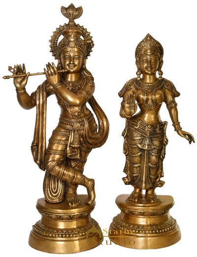 Brass Large Radha Krishna Idol Home Office Garden Décor Statue Showpiece 3 Feet