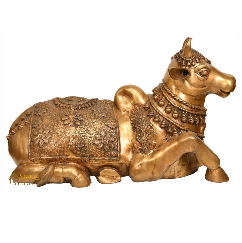 Brass Large Size Nandi Cow Idol Temple Home Décor Showpiece Statue 3 Feet