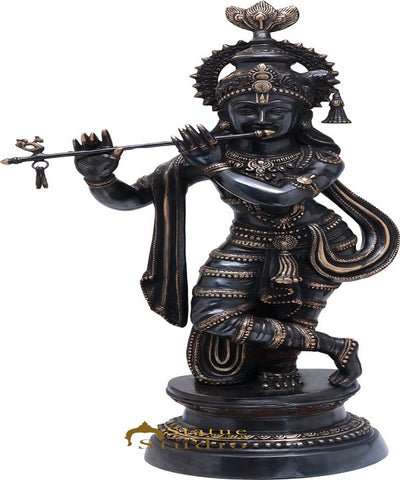 Brass Antique Large Krishna Idol Home Office Garden Décor Statue Showpiece 3 Feet
