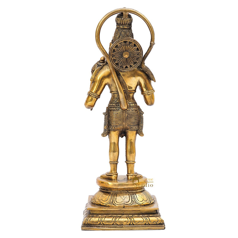 Brass Vintage Hanuman Idol For Home Office Temple Lucky Décor Statue 14"
