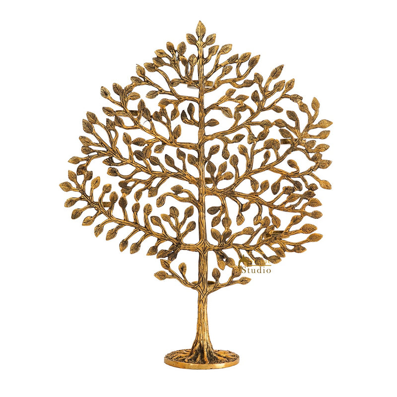 Brass Antique Tree Showpiece For Home Table Décor With TeaLight Candle Holder 17"