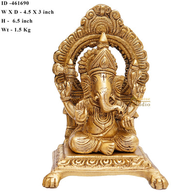 Brass Ganesha Idol Ganpati Statue For Home Diwali Pooja Room Décor Gift Showpiece 6"