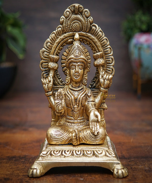 Brass Lakshmi Idol Laxmi Statue For Home Diwali Pooja Room Décor Gift Showpiece 6"
