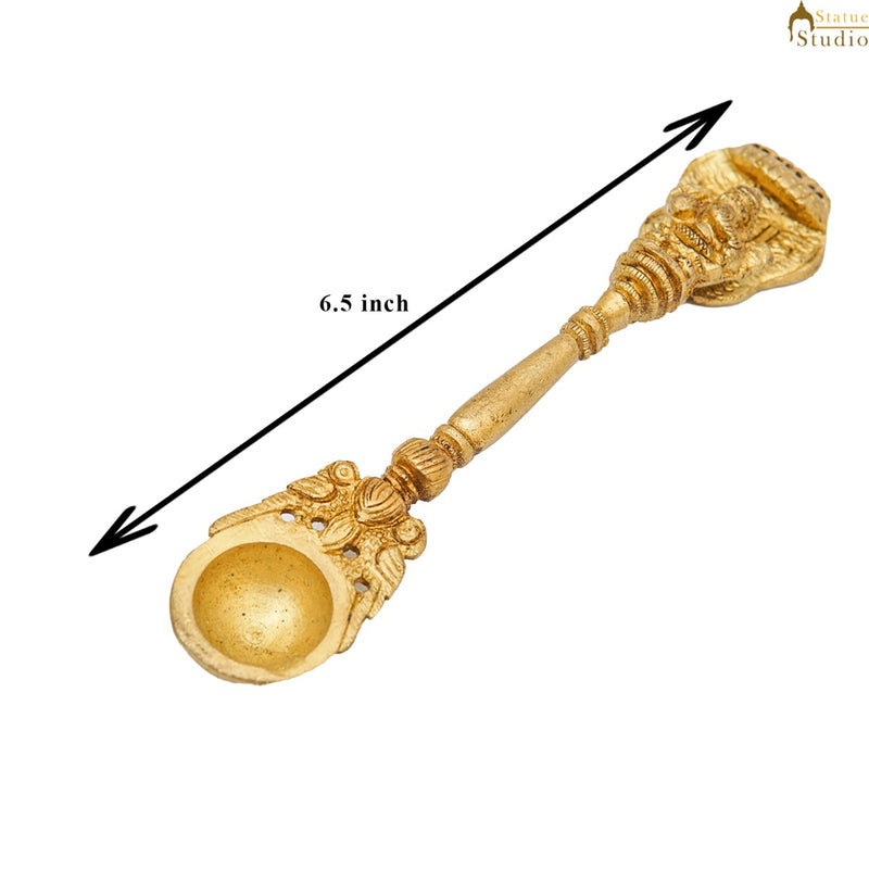 Brass Ganesha Pooja Spoon For Home Puja Room Décor Gift Showpiece 6"