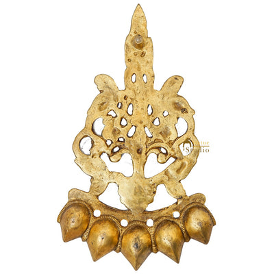 Brass 5 wick Pooja Spoon For Home Puja Room Décor Gift Showpiece 9"