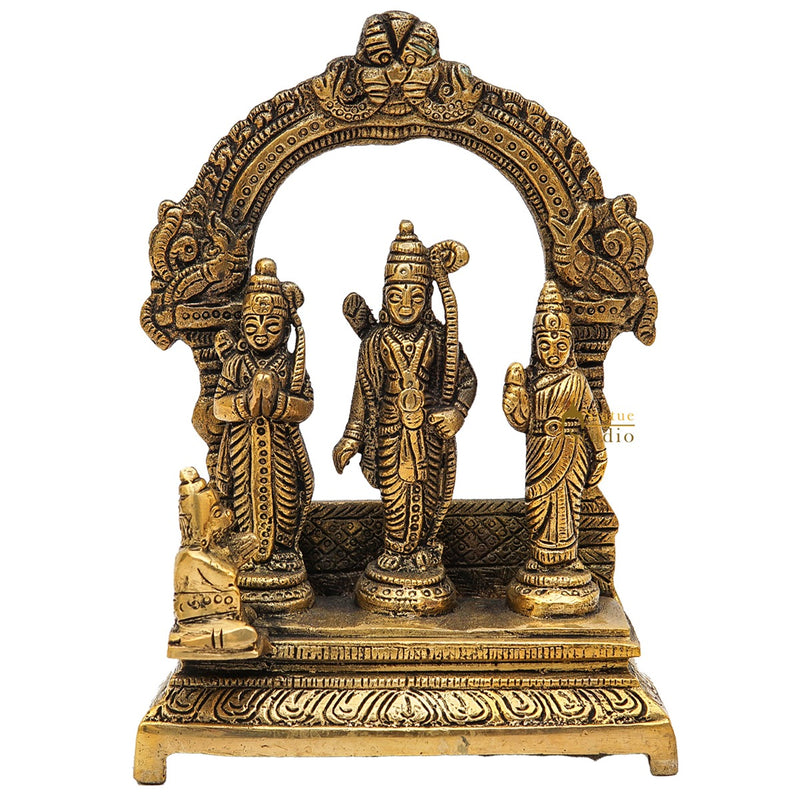 Brass Small Ram Darbar Family Idol Home Pooja Room Décor Showpiece Statue 6"